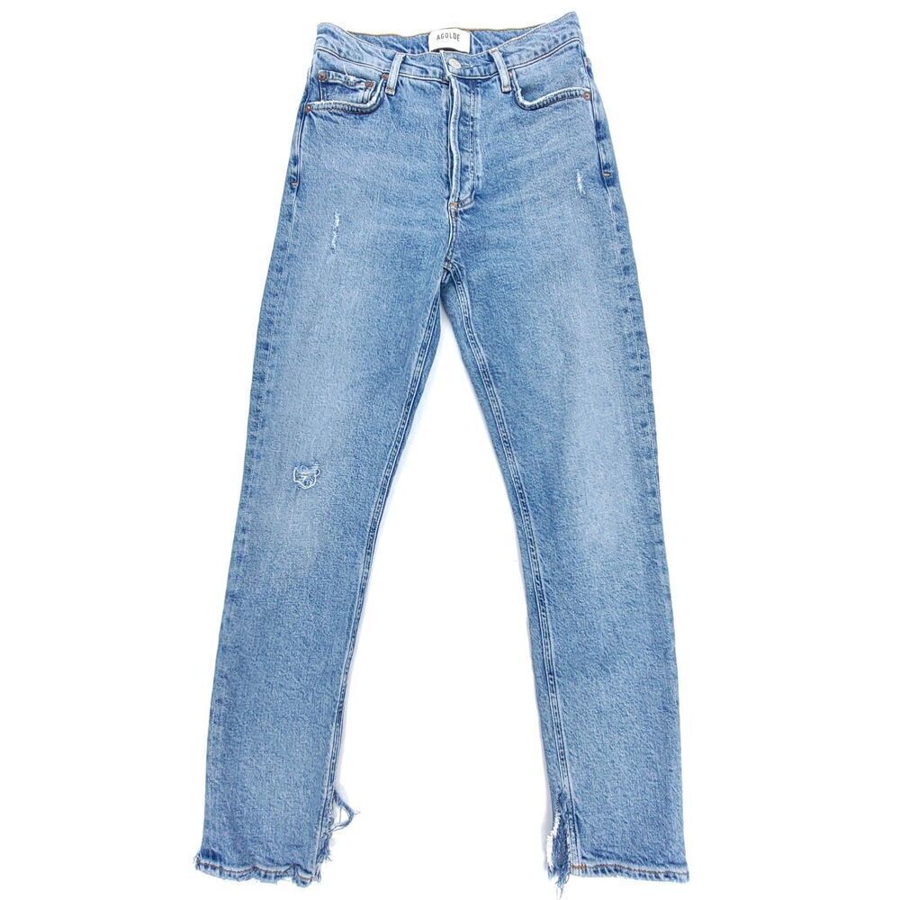 AGOLDE Nico High Rise Slim Jeans Ankle Slit Crop Headlines 90s Distressed 25